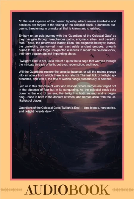 Guardians Of The Celestial Gate - Twilight's End (AudioBook) by Mari Placensio - Back Cover - Moreabundantlife.org
